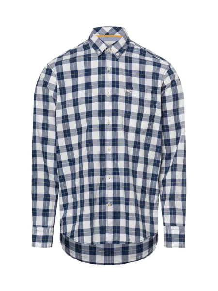 Camel Active koszula casual Mężczyźni Regular Fit niebieski|biały w kratkę M biała