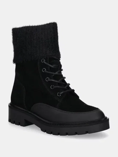 Nízké kozačky Calvin Klein Jeans COMBAT MID LACE UP BOOT WL na plochém černá
