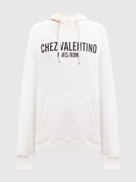 Худі з принтом CHEZ VALENTINO біле