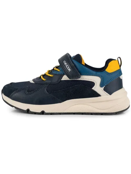 Buty dziecięce sportowe sneakersy dla chłopca ekoskóra na rzep GEOX ROONER niebieskie
