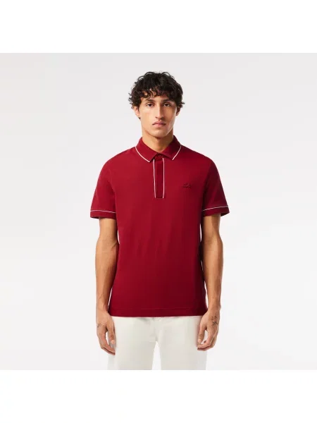 Lacoste Koszulka Polo Smart Paris Z Elastycznej Bawełny Z Kontrastowym Wykończeniem czerwony