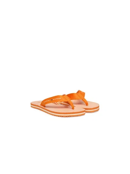 Žabky Tommy Hilfiger Th Ithaca Stripe Summer Sandal oranžová