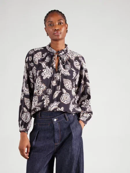 VERO MODA Blúzka VMJOSIE JOAN tmavošedá / antracitová / čierna biela