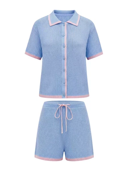 Imily Bela Costum cu pantaloni deschis / roz albastru