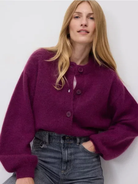 Reserved Кардиган із додаванням вовни темно-фіолетовий фіолетовий