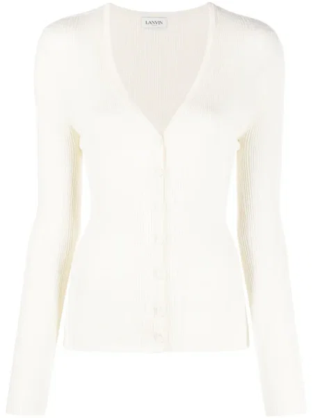 Cardigan Lanvin cu decolteu în V alb