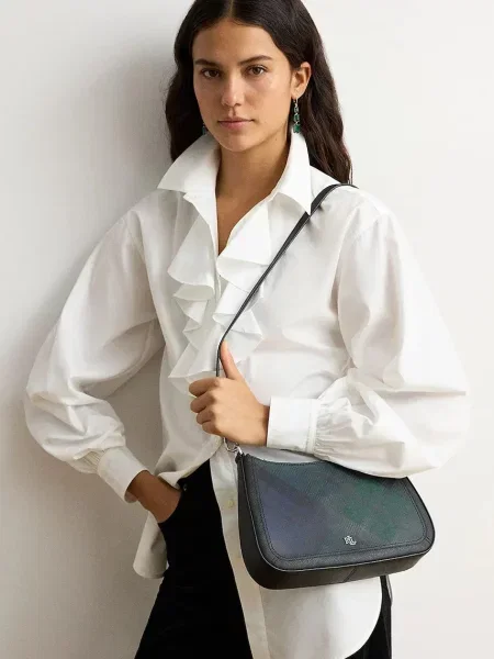 Кожаная сумка хобо Lauren Ralph Lauren