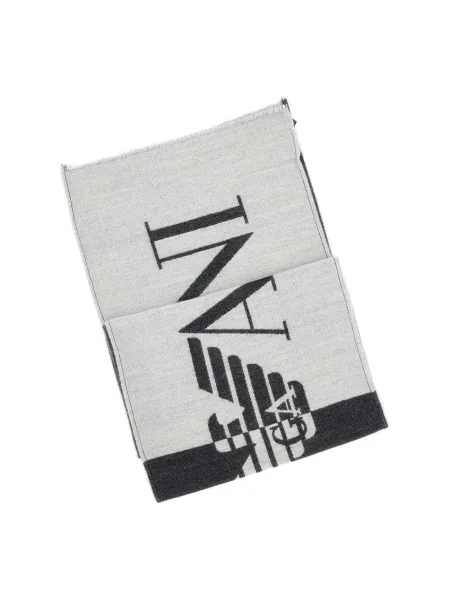 Szal Emporio Armani wełniana z logo czarna