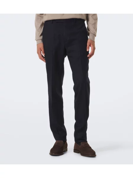 Vlnené nohavice Zegna modrá
