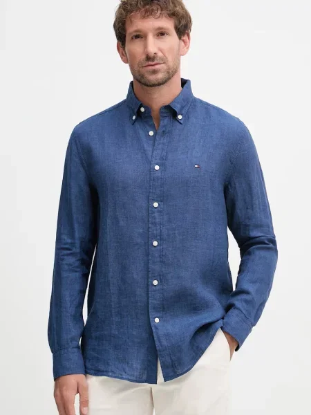 Koszula casualowa o kroju regular fit z czystego lnu Tommy Hilfiger granatowa