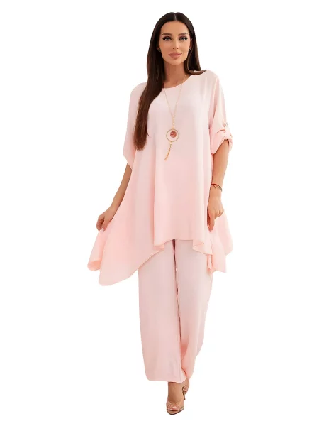 Set halenka + kalhoty s přívěskem pudrově růžové