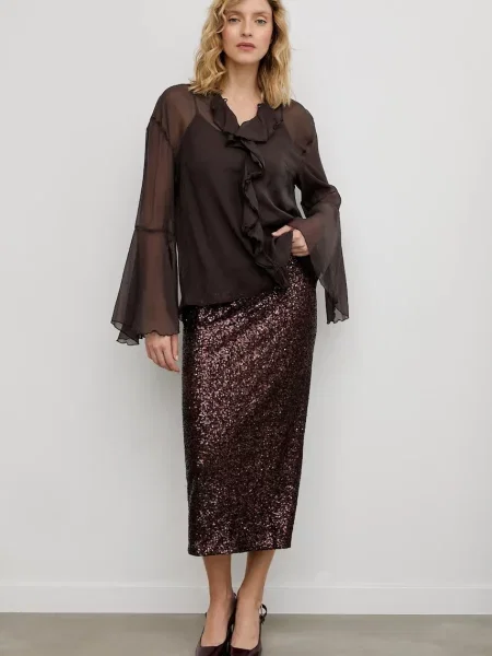 Спідниця Answear.LAB midi олівець коричневий