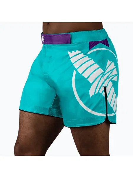 Мъжки тренировъчни шорти Hayabusa Icon Mid-Thigh MMA teal/white бяло