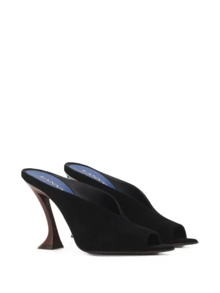 Papuci tip mules Lanvin din piele de căprioară negru