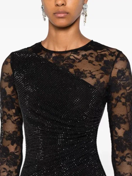 Rochie maxi Self-portrait lungă de costum negru
