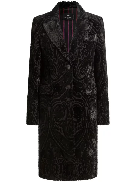 Aksamitny płaszcz Etro czarny