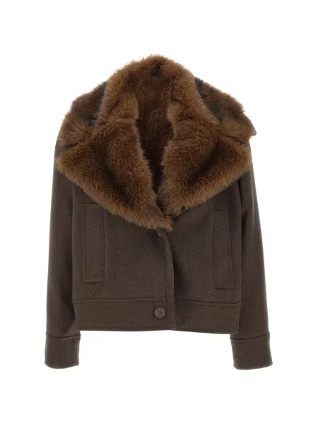 Gulerat decupat geacă Kaos cu blană maro