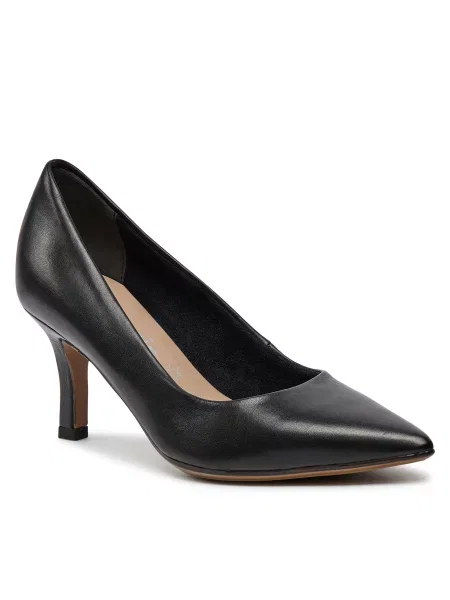 Кожаные полуботинки Tamaris на шпильке черные