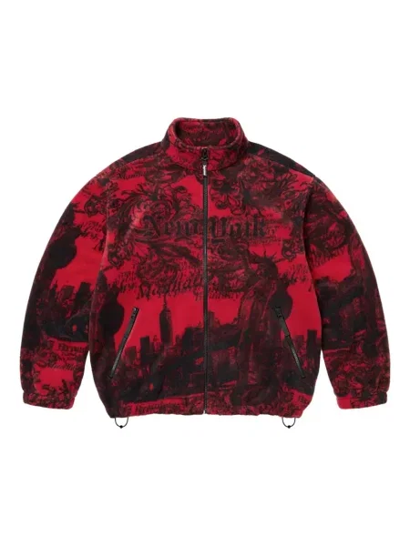 Geacă Supreme din fleece roșu