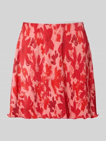 Rozkloszowana spódnica mini z wzorem na całej powierzchni model FLORA' Pieces czerwona