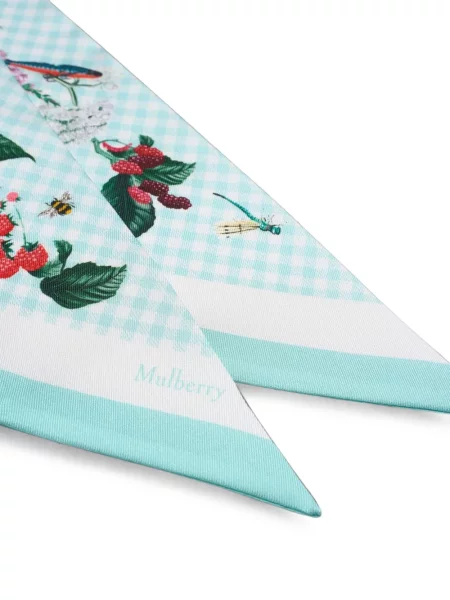 Fular Mulberry cu model floral cu imagine albastru
