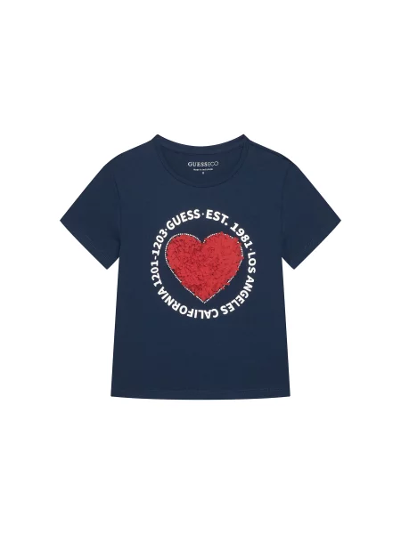 Guess T-Shirt Σκούρο Regular Fit μπλε