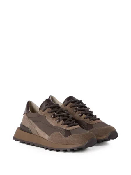 Sneakerși Brunello Cucinelli din piele de căprioară maro