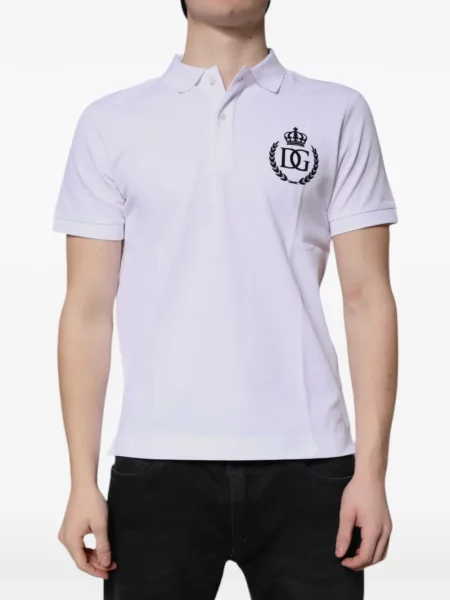 Tricou polo Dolce & Gabbana cu broderie alb