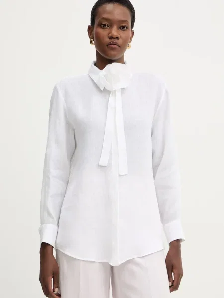 MM by Max Mara spodnie lniane CANNETI beżowe