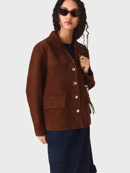Замшева куртка Maje коричнева