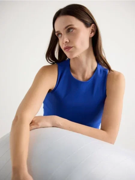 Reserved Top scurt cu pliuri albastru-cobalt albastru