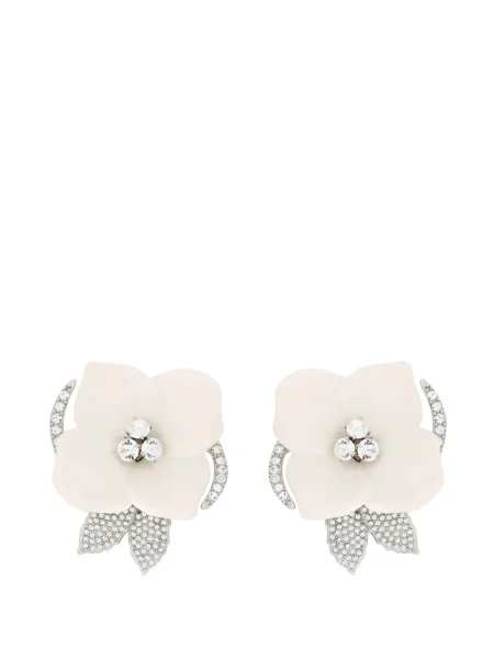 Cercei Oscar De La Renta cu model floral argintiu