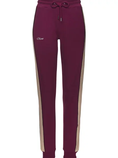 S.Oliver Hlače bež / vinsko rdeča bela
