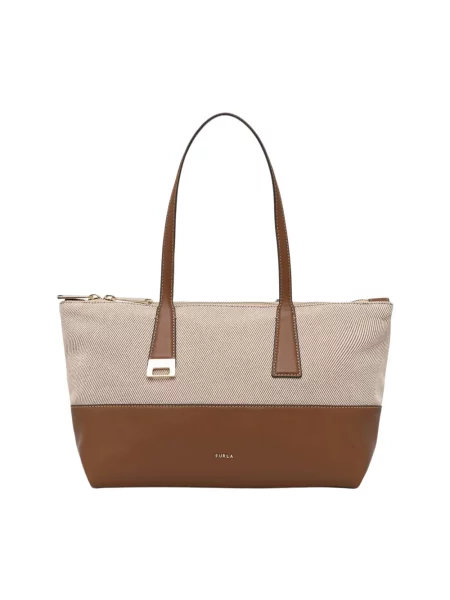 Furla torebka shopper Olivia M Tote beżowa
