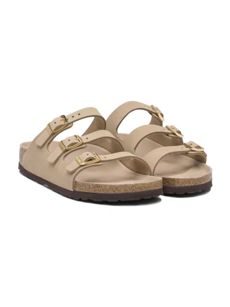 Klapki Birkenstock zamszowe beżowe