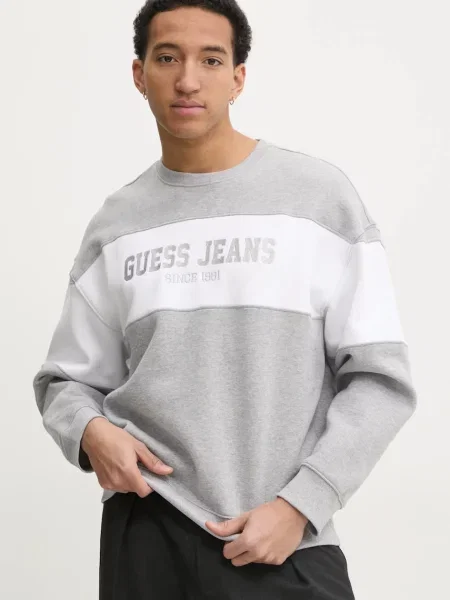 Суитчър Guess Jeans с принт сиво