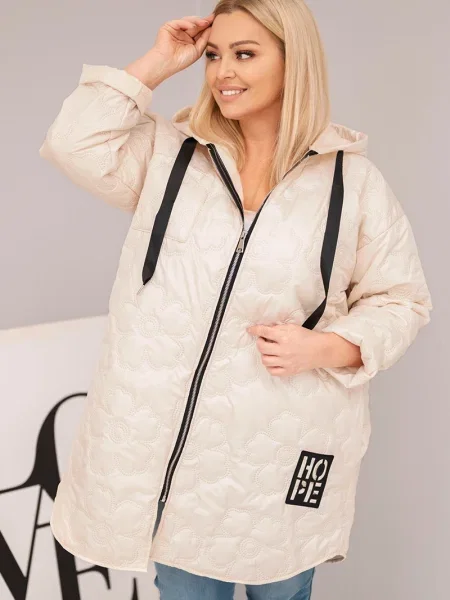 Geacă Kesi Włoski cu inscripții cu glugă bej