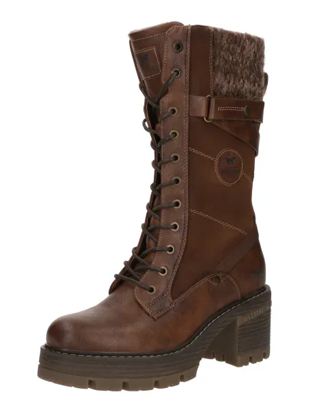 MUSTANG Cizme cu șireturi / amestecat maro