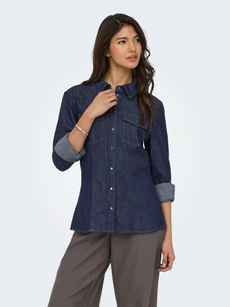 ONLY Blúzka ONLOLIVIA denim modrá