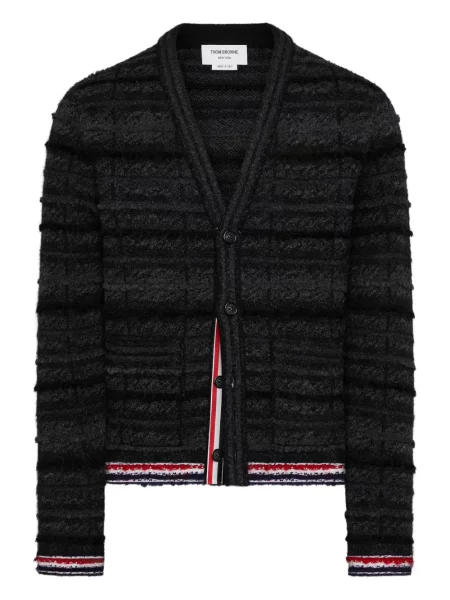 Cardigan Thom Browne în carouri din jacard negru