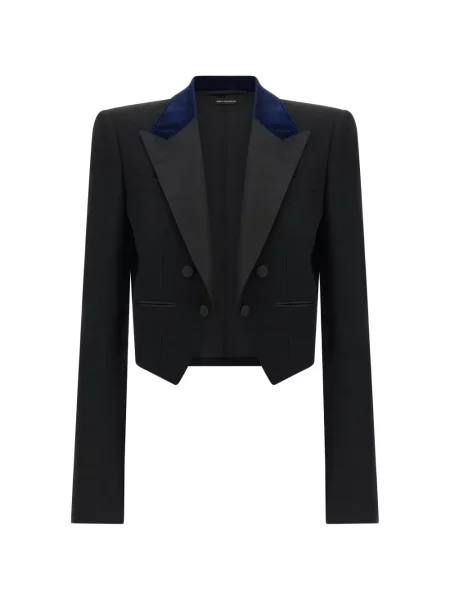 Decupat sacou Tom Ford din satin cu rever negru