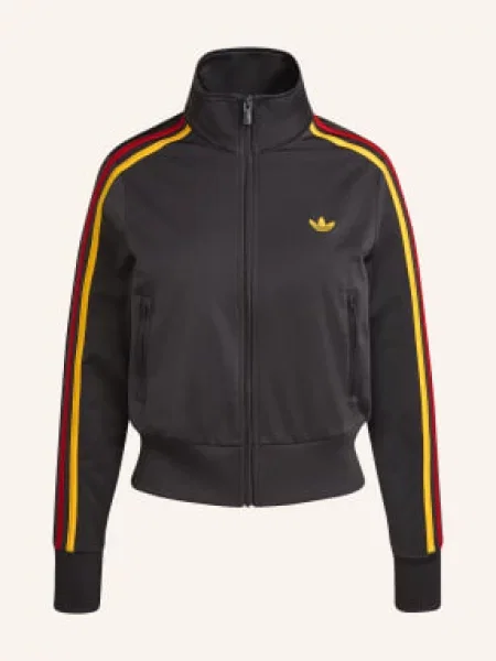 Adidas Originals Tréninková Bunda Firebird Classic tmavě šedá / červená / tmavě žlutá černá