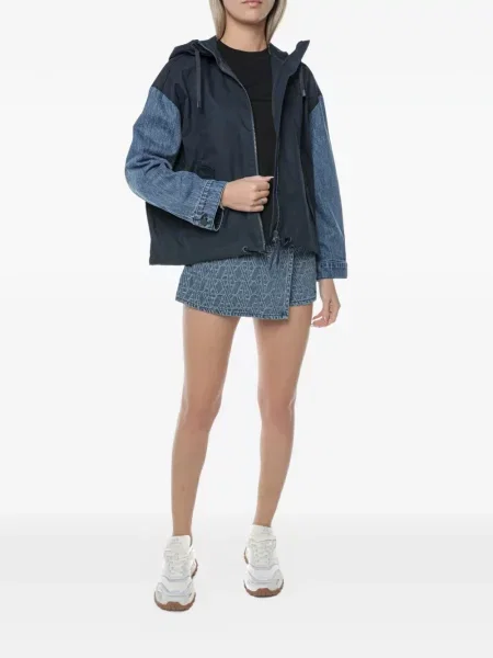 Geacă de blugi Armani Exchange cu glugă albastru