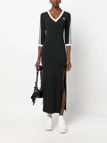 Dryžuotas kostiumas maksi maxi suknele Adidas juoda