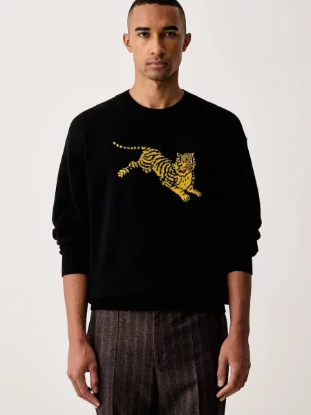 Kenzo pulover pentru bărbați cu lână negru