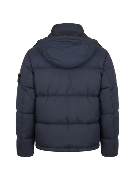 Geacă Stone Island cu glugă cu strasuri albastru