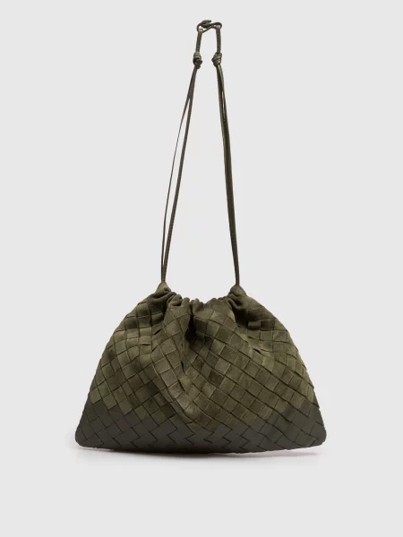 Замшева сумка-кісет Bottega Veneta зелена