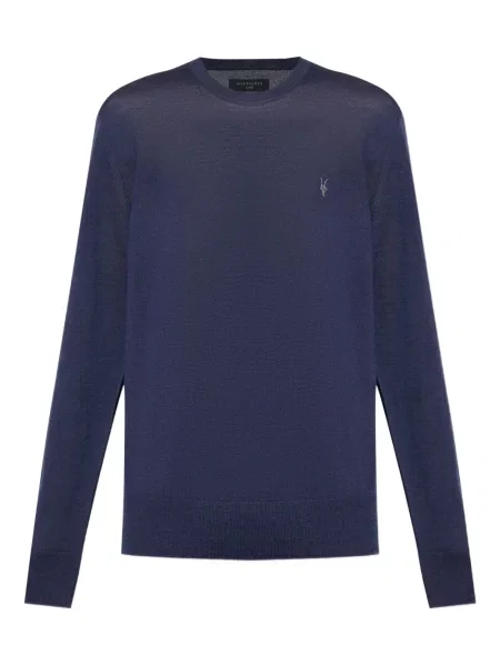Tricou Allsaints cu broderie cu decolteu rotund albastru