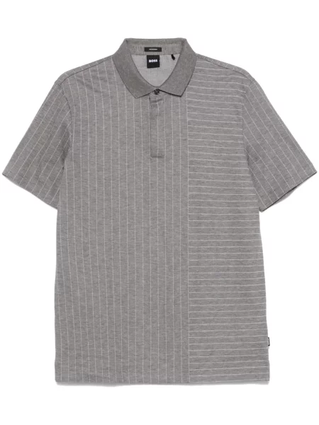 Tricou polo Boss cu dungi gri