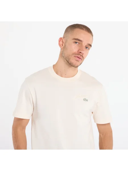 Тениска Lacoste с изчистен дизайн бежово